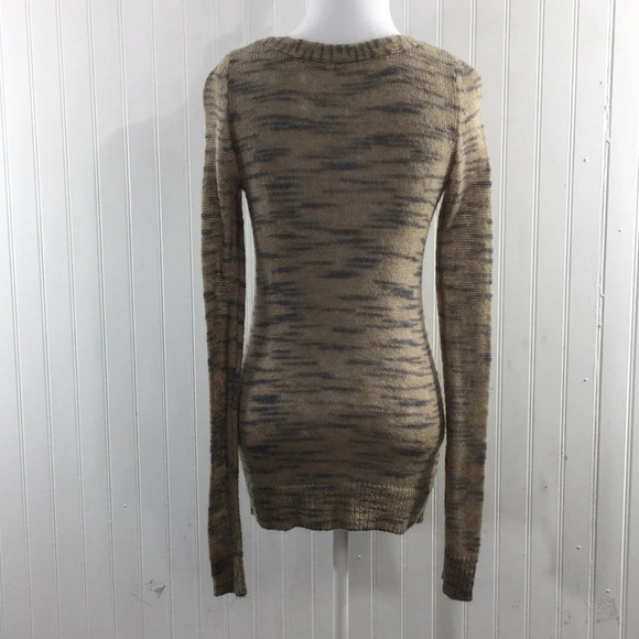 FP Free People Beach Tan Gray Space Dye Knit Cardigan Top Womens XS Mohair Blend - Picture 3 of 9